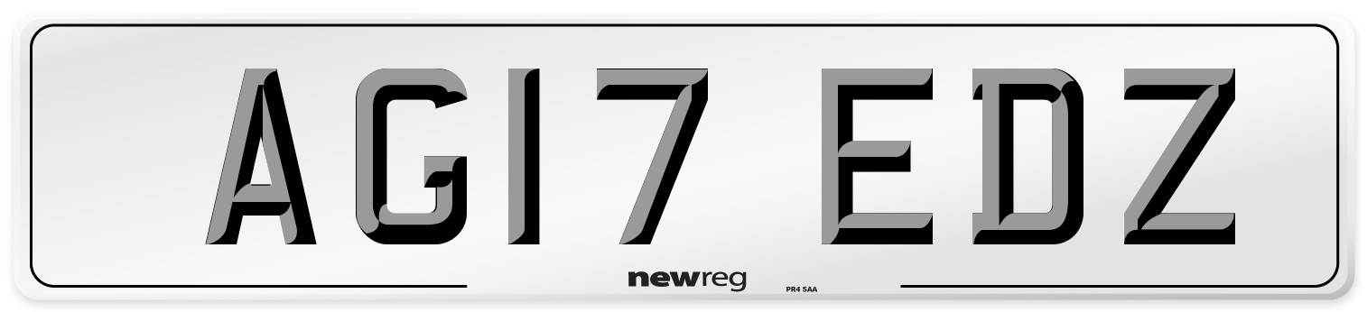AG17 EDZ Number Plate from New Reg